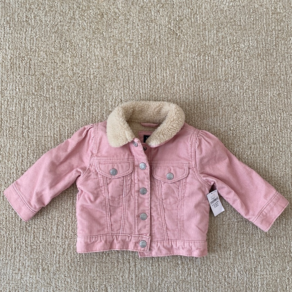 NWT Baby gap pink cord jacket with Sherpa lining 6-12 months